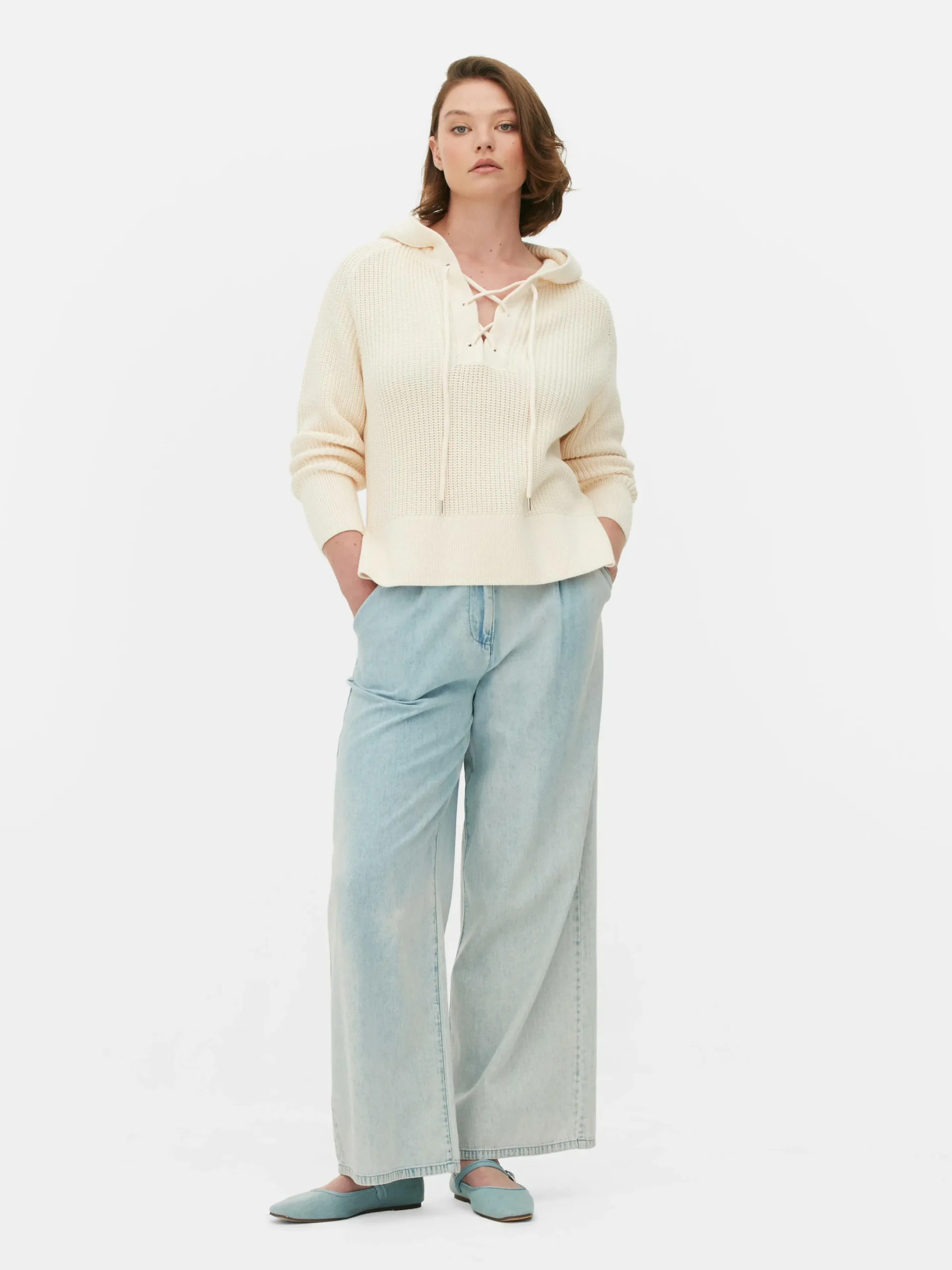 Sale Hoodie Mit Schnürausschnitt Damen Pullover Und Cardigans