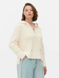 Sale Hoodie Mit Schnürausschnitt Damen Pullover Und Cardigans