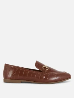 Clearance Horsebit-Loafer Aus Kunstleder Damen Flache Schuhe