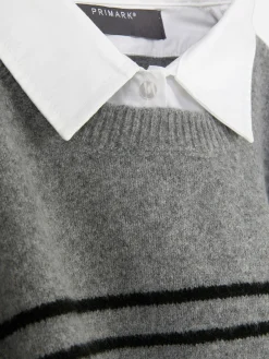 Clearance 2-in-1-Hemd Mit Weste Im Lagenlook Damen Blusen