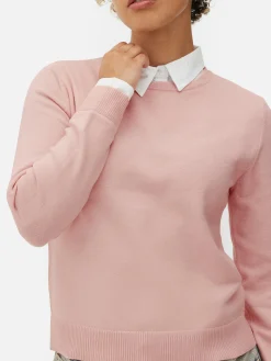 2-in-1-Hemd Und -Pullover Damen Pullover Und Cardigans