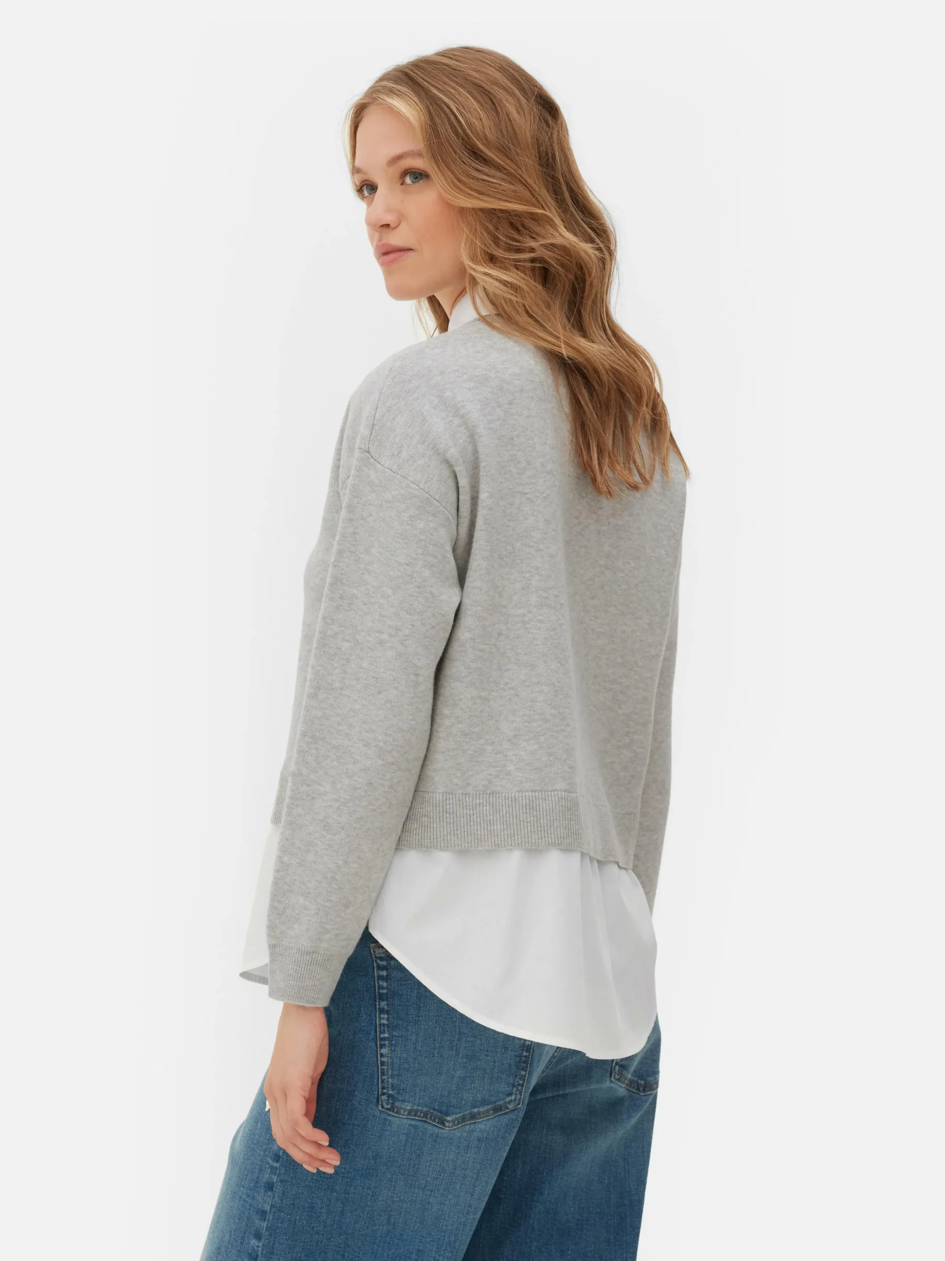 Online 2-in-1-Set Aus Strickpullover Mit Slogan Und Hemd Damen Pullover Und Cardigans