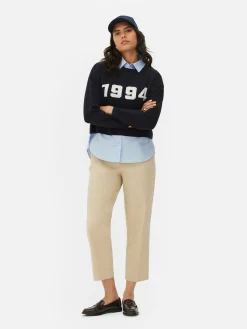 Online 2-in-1-Set Aus Strickpullover Mit Slogan Und Hemd Damen Pullover Und Cardigans