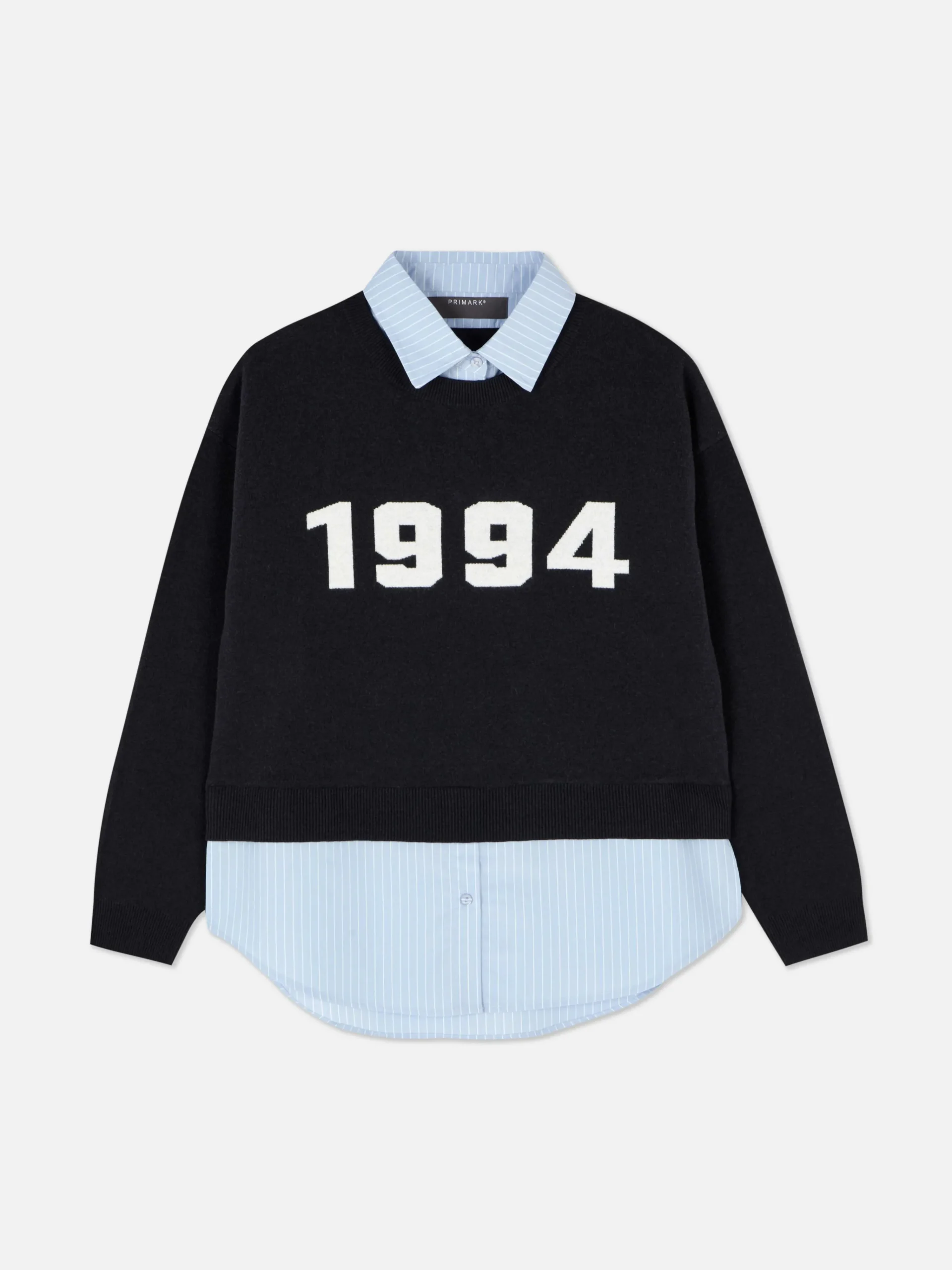 Online 2-in-1-Set Aus Strickpullover Mit Slogan Und Hemd Damen Pullover Und Cardigans