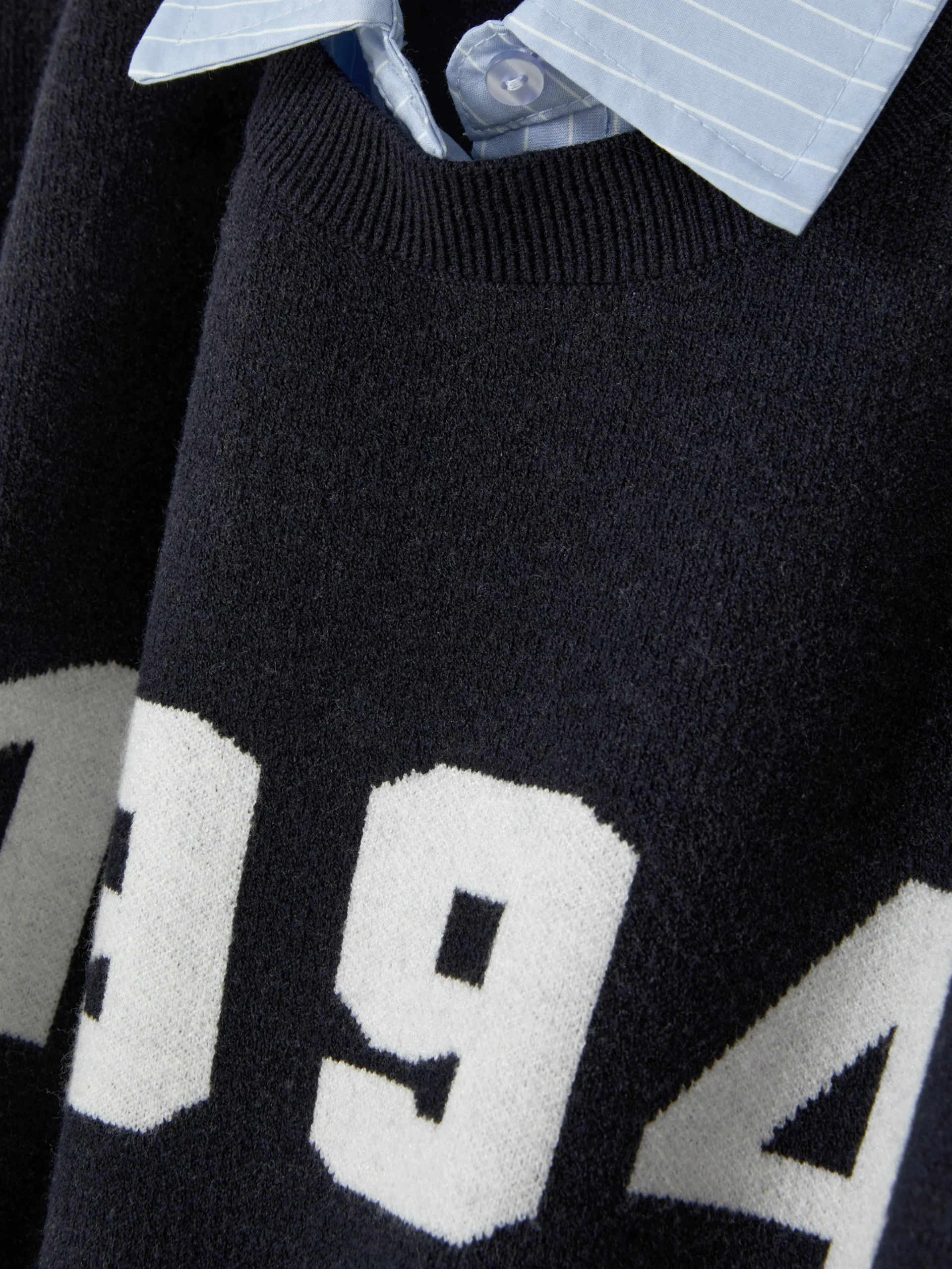 Online 2-in-1-Set Aus Strickpullover Mit Slogan Und Hemd Damen Pullover Und Cardigans