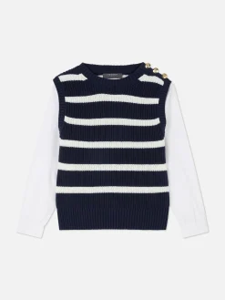 Outlet 2-in-1-Set Aus Strickpullunder Und Hemd Damen Pullover Und Cardigans