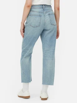 Jeans Mit Verkürztem Saum Und Geradem Bein Damen Denim|Jeans