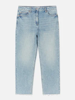 Jeans Mit Verkürztem Saum Und Geradem Bein Damen Denim|Jeans