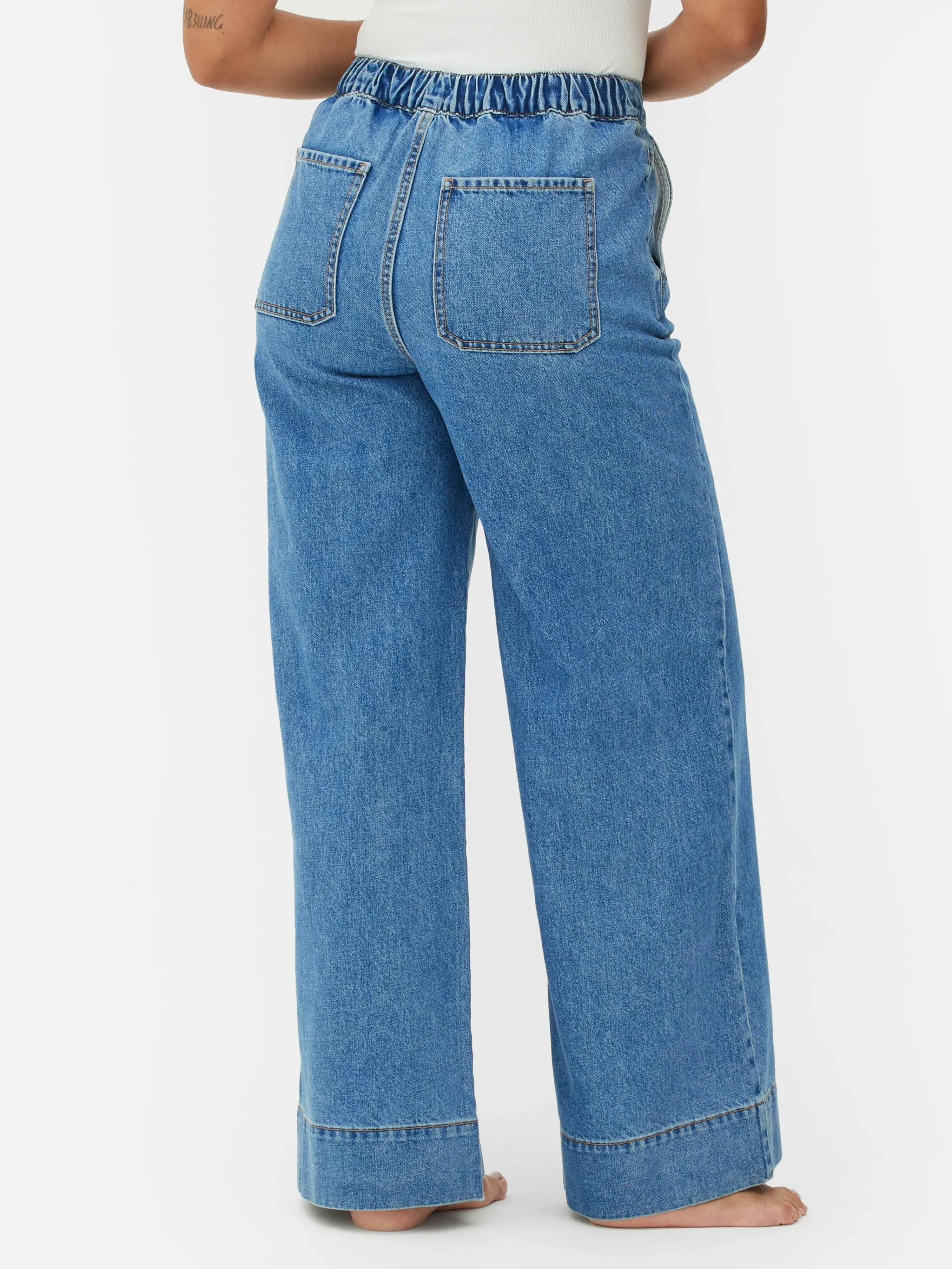 Outlet Jeans Mit Weitem Bein Und Elastikbund Damen Denim|Jeans