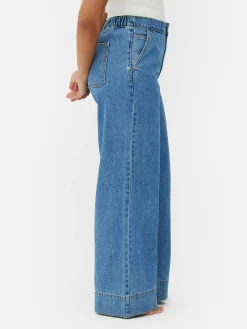 Outlet Jeans Mit Weitem Bein Und Elastikbund Damen Denim|Jeans