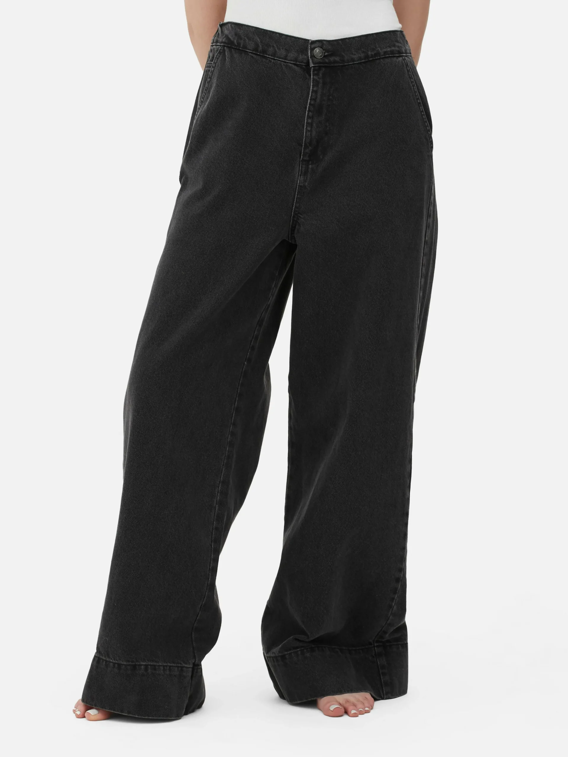 Online Jeans Mit Weitem Bein Und Elastikbund Damen Denim|Jeans