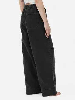 Online Jeans Mit Weitem Bein Und Elastikbund Damen Denim|Jeans