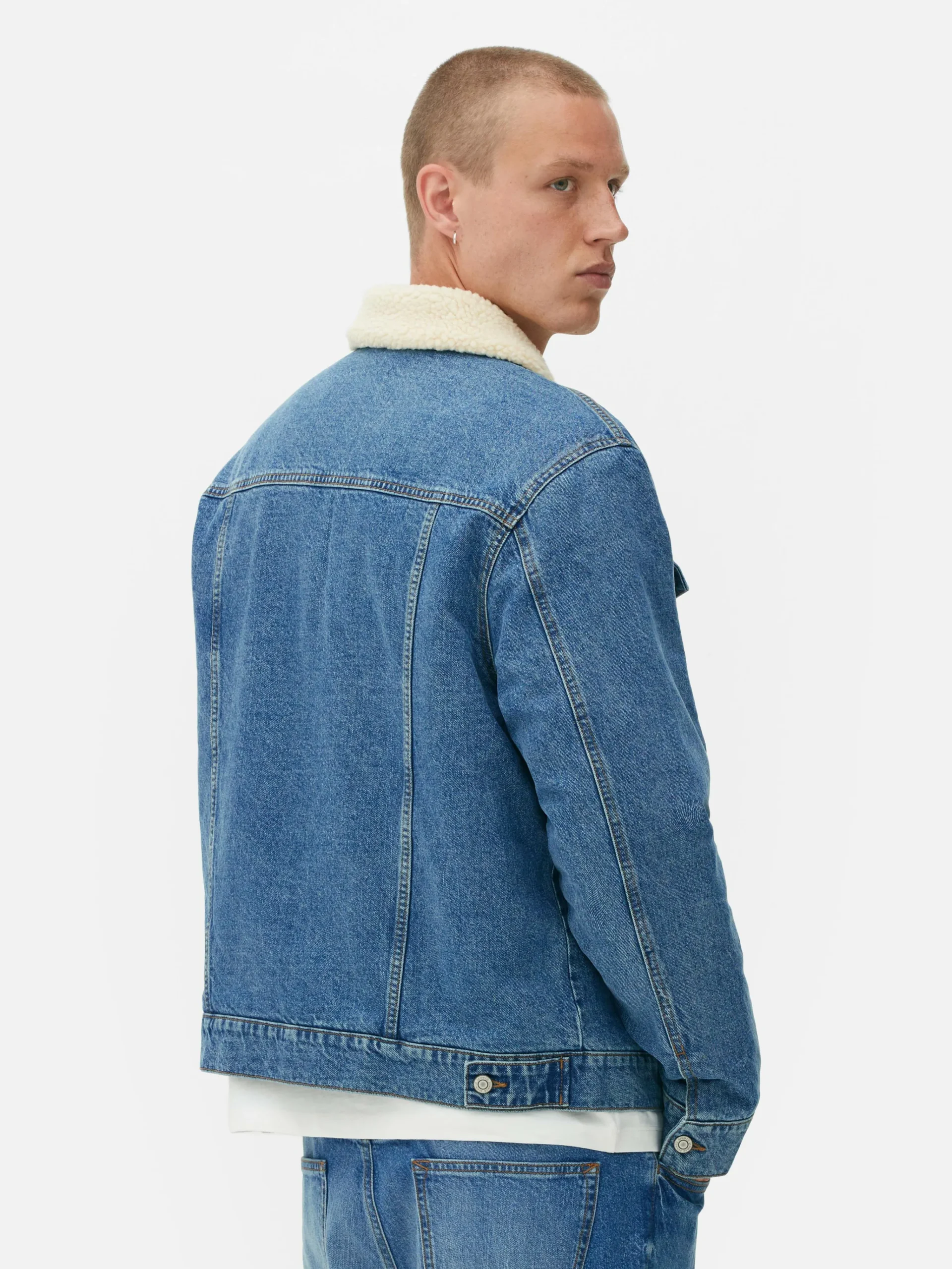 Discount Jeansjacke Mit Borgkragen Herren Jacken Und Mäntel