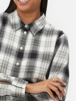 New Kariertes Hemd Mit Knopfleiste Damen Blusen