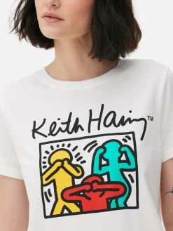 „Keith Haring“ T-Shirt Mit Grafik Damen Tops Und T-Shirts