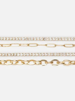 Best Kettenarmbänder Mit Strass, 4er-Pack Damen Schmuck