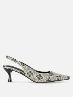 Online Kitten-Heels Mit Geometrischem Muster Und Slingback Damen Heels