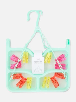 Outlet Klappbarer Wäscheständer Mit 24 Klammern Wandaufbewahrung Und Hängelösungen