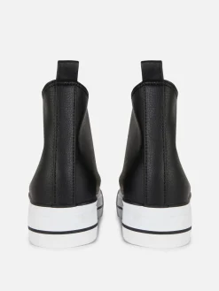 New Knöchelhohe Flatform-Sneaker Aus Kunstleder Damen Sneakers