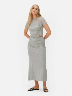 Hot Kombi-Midirock Aus Netzstoff Damen Röcke