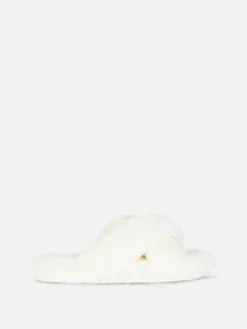 New Kunstfell-Hausschuhe Mit überkreuzten Riemen Kinder Hausschuhe