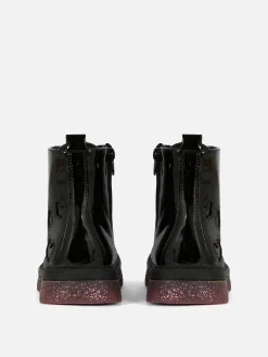 Kunstleder-Lackstiefel Mit Glitzersohle Kinder Stiefel Und Gummistiefel