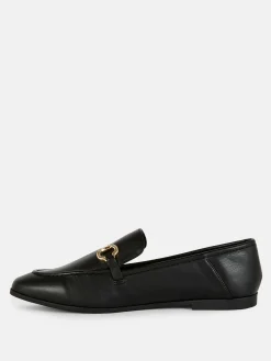 Kunstleder-Loafer Mit Trensenverzierung Damen Flache Schuhe