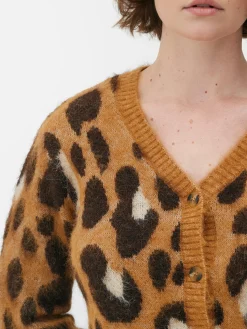 Best Kurzer Cardigan Mit Leopardenmuster Damen Pullover Und Cardigans