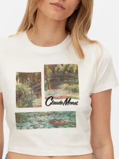 Clearance Kurzes „Claude Monet“ T-Shirt Mit Grafik Damen Tops Und T-Shirts