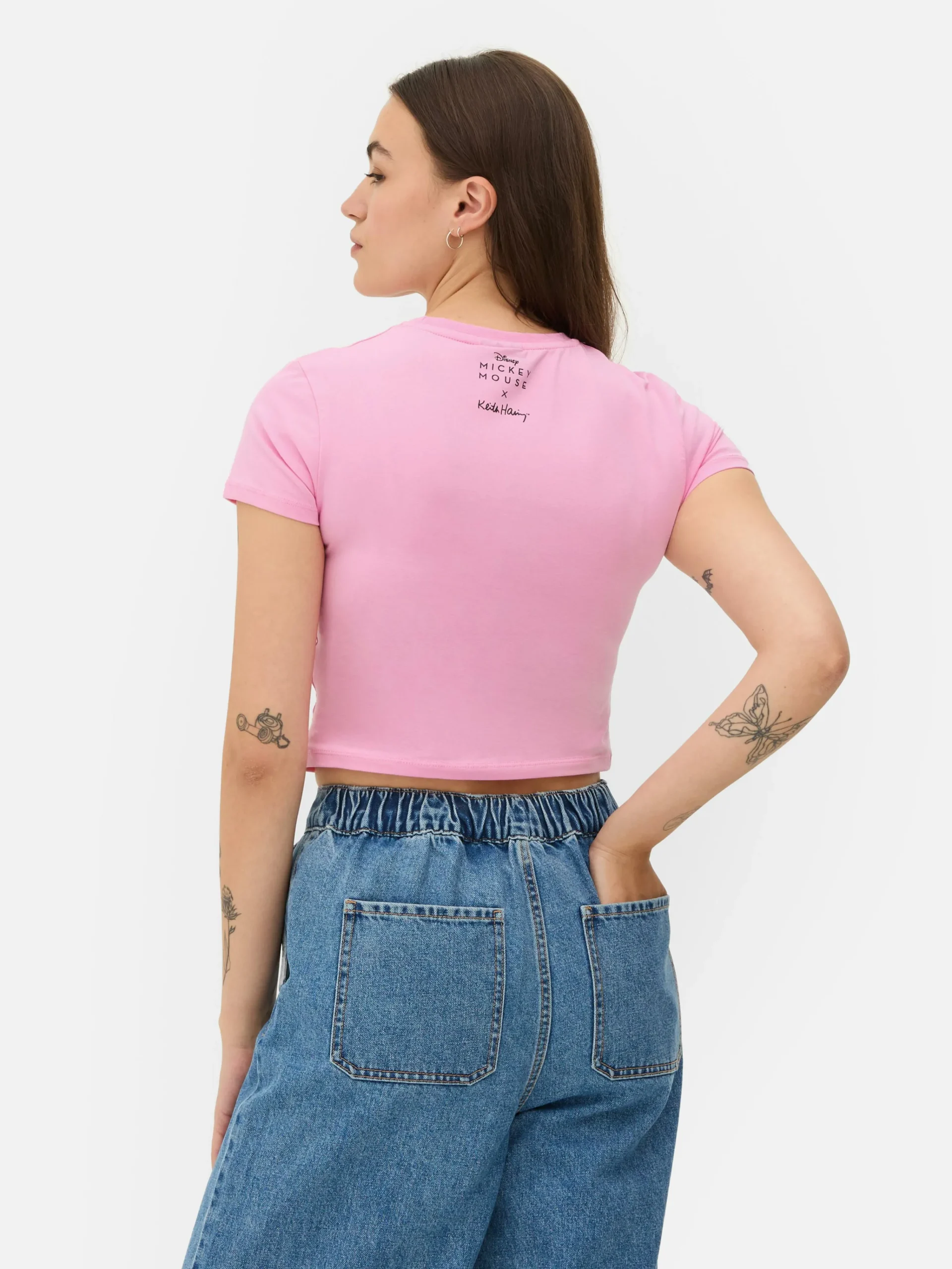 Kurzes „Disney Micky Maus X Keith Haring“ T-Shirt Damen Tops Und T-Shirts