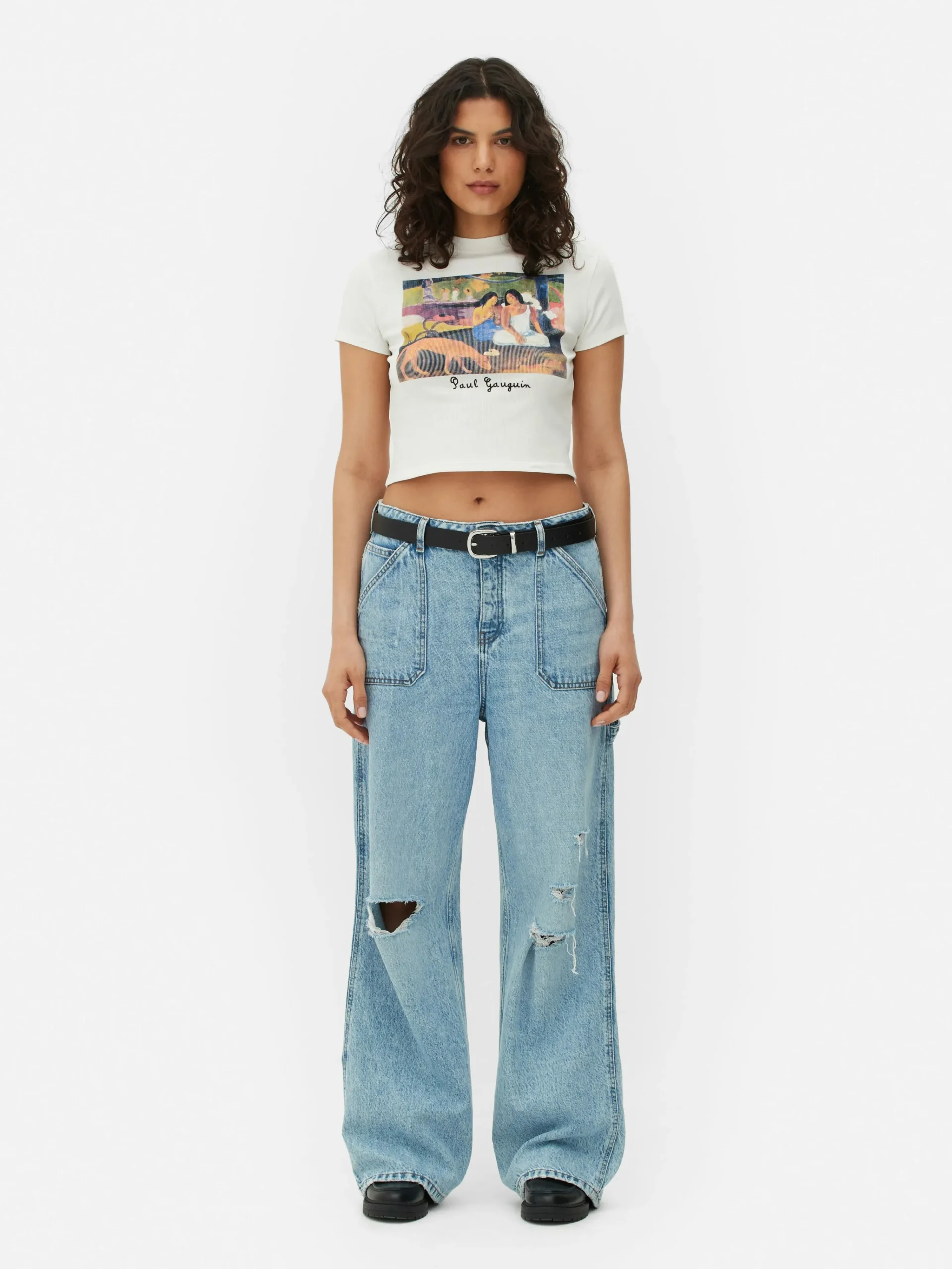 Online Kurzes, Geripptes „Paul Gauguin“ T-Shirt Damen Grafik-T-Shirts Und -Sweatshirts|Tops Und T-Shirts