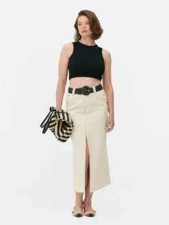 Best Kurzes, Geripptes Tanktop Mit Rundhalsausschnitt Damen Tops Und T-Shirts