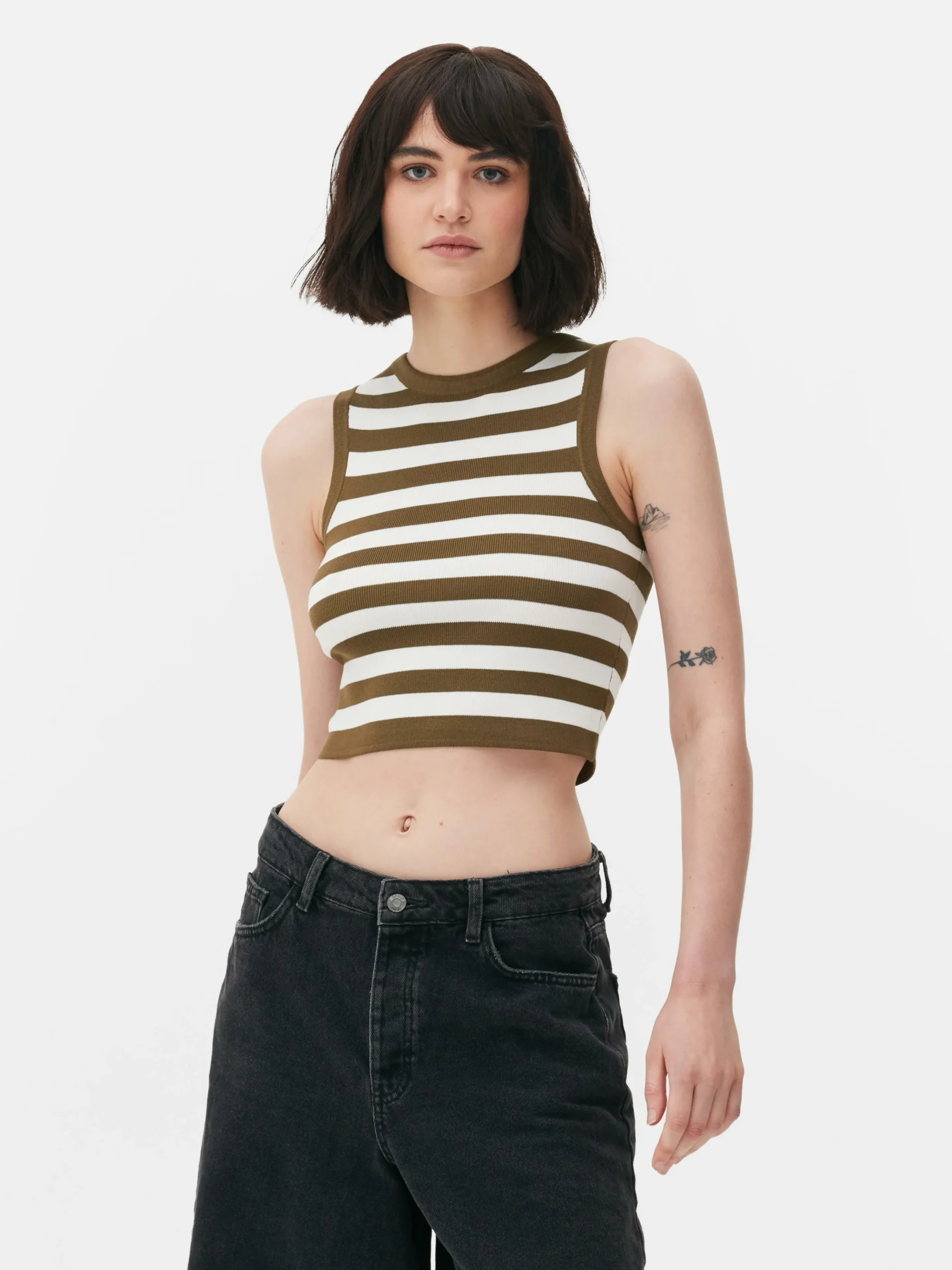 New Kurzes, Geripptes Tanktop Mit Rundhalsausschnitt Damen Tops Und T-Shirts