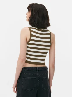 New Kurzes, Geripptes Tanktop Mit Rundhalsausschnitt Damen Tops Und T-Shirts