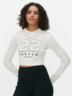 Clearance Kurzes Top Mit Kapuze Und Grafik Damen Tops Und T-Shirts