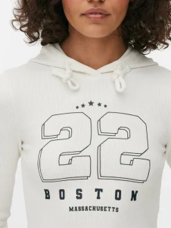 Clearance Kurzes Top Mit Kapuze Und Grafik Damen Tops Und T-Shirts