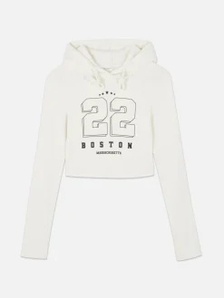 Clearance Kurzes Top Mit Kapuze Und Grafik Damen Tops Und T-Shirts