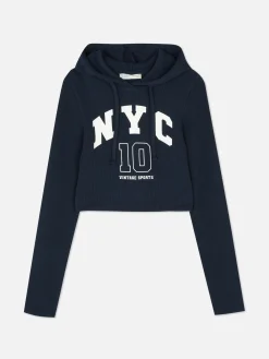 Sale Kurzes Top Mit Kapuze Und Grafik Damen Tops Und T-Shirts