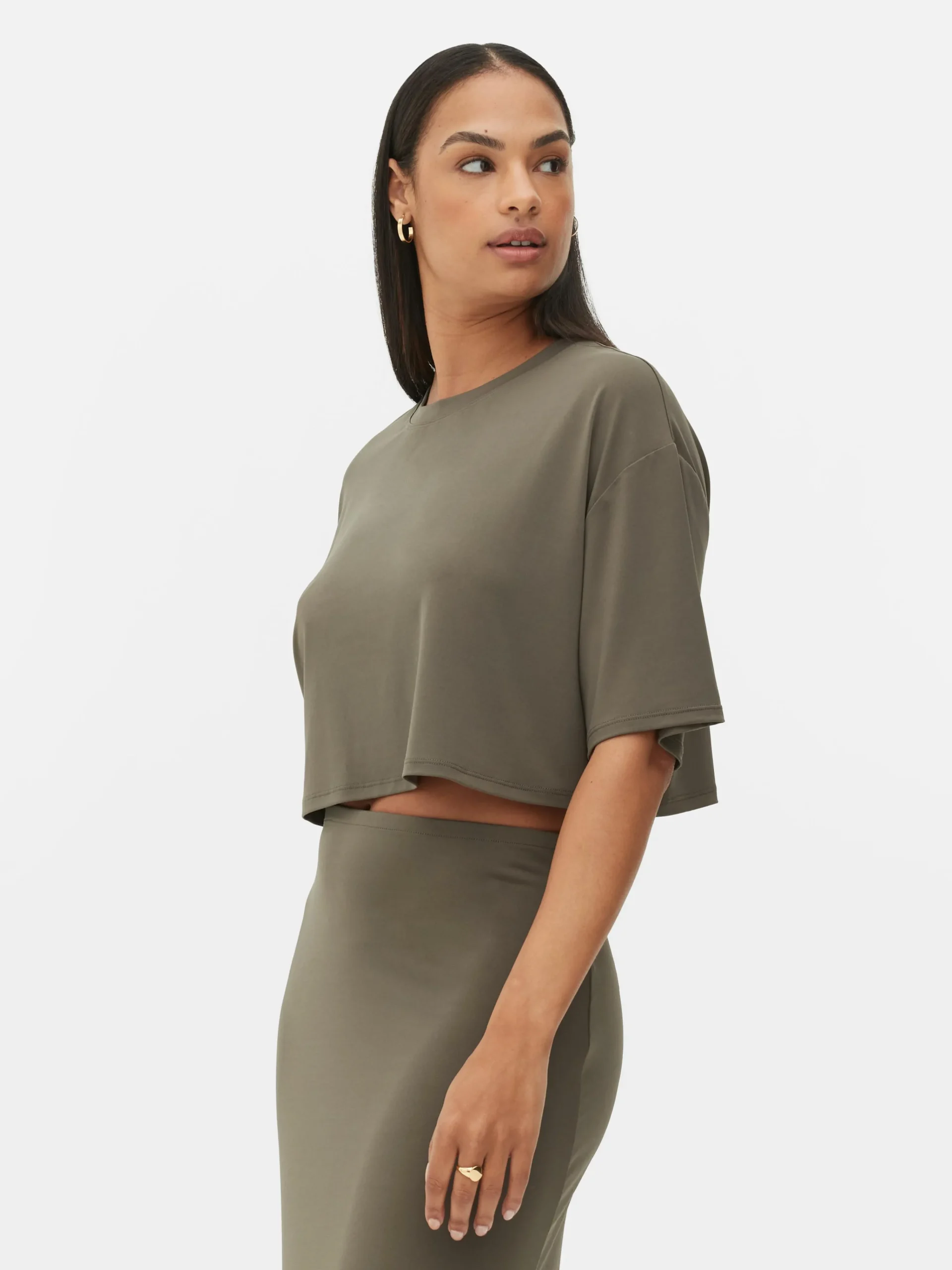 Clearance Kurzes T-Shirt Mit Geradem Schnitt Damen Tops Und T-Shirts