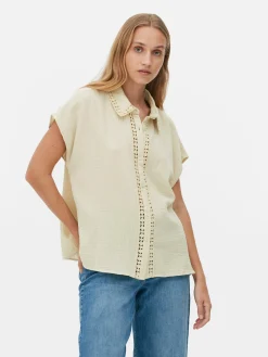 Best Kurzärmelige Bluse Mit Häkelbesatz Damen Blusen