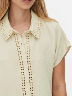 Best Kurzärmelige Bluse Mit Häkelbesatz Damen Blusen