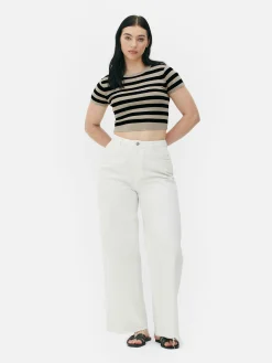 Clearance Kurzärmeliger, Bauchfreier Pullover Damen Pullover Und Cardigans