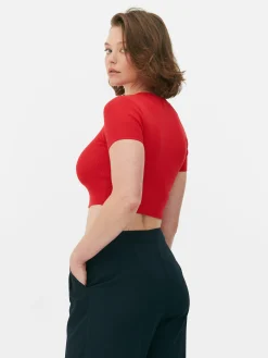 Hot Kurzärmeliger, Bauchfreier Pullover Damen Pullover Und Cardigans