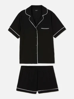 Outlet Kurzärmeliger Jersey-Schlafanzug Damen Schlafanzüge