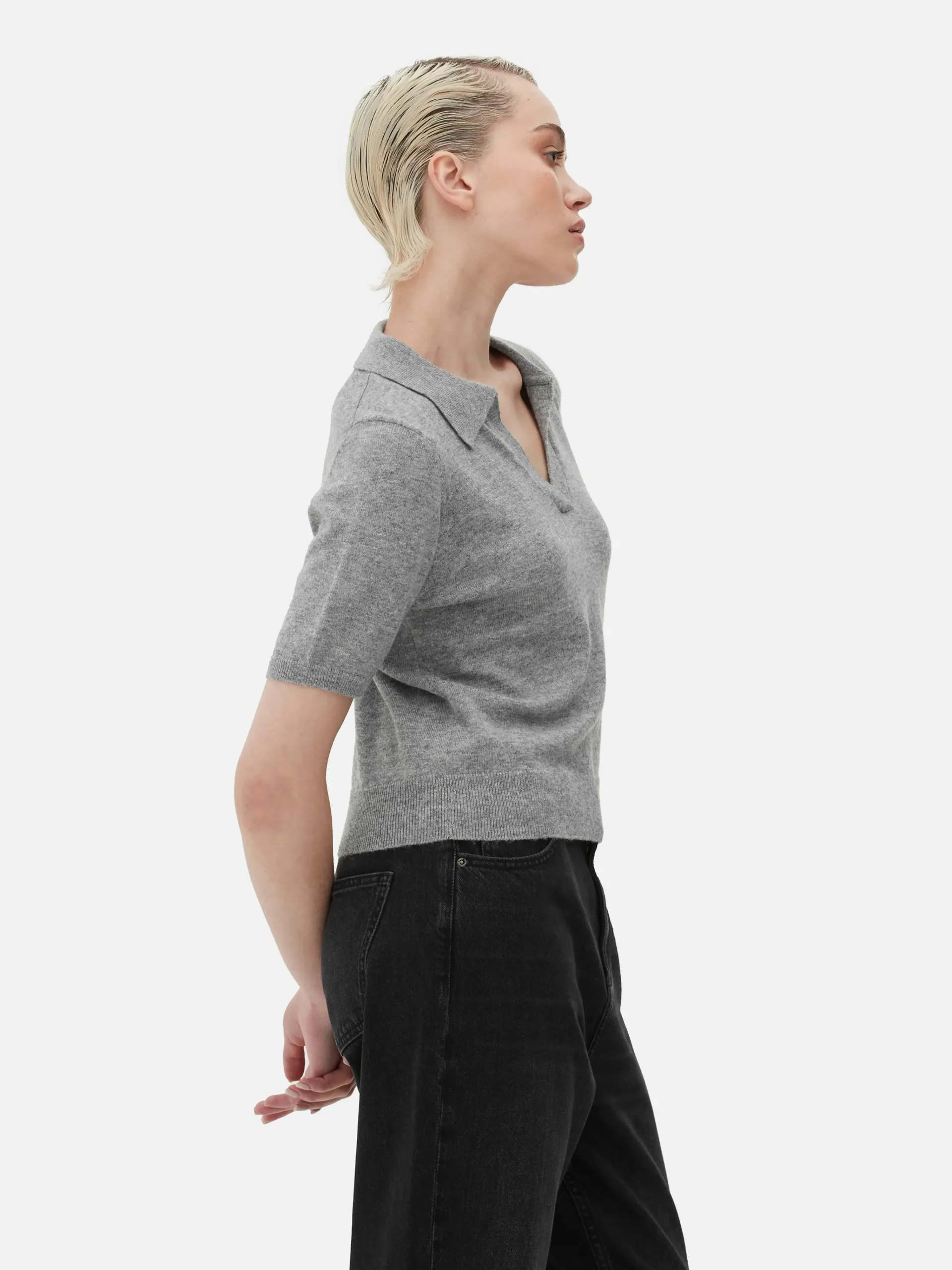 New Kurzärmeliges Feinstricktop Mit Kragen Damen Pullover Und Cardigans