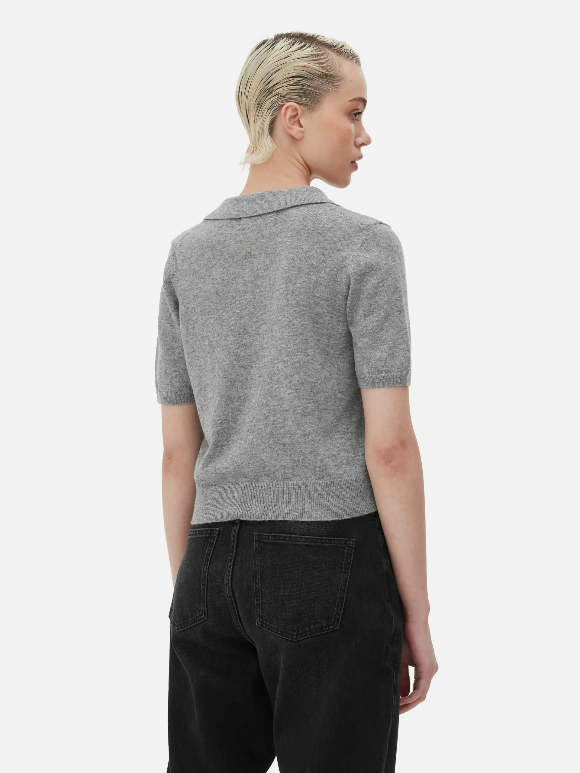 New Kurzärmeliges Feinstricktop Mit Kragen Damen Pullover Und Cardigans