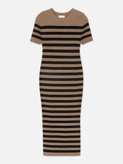 New Kurzärmeliges Midi-Pulloverkleid Damen Kleider