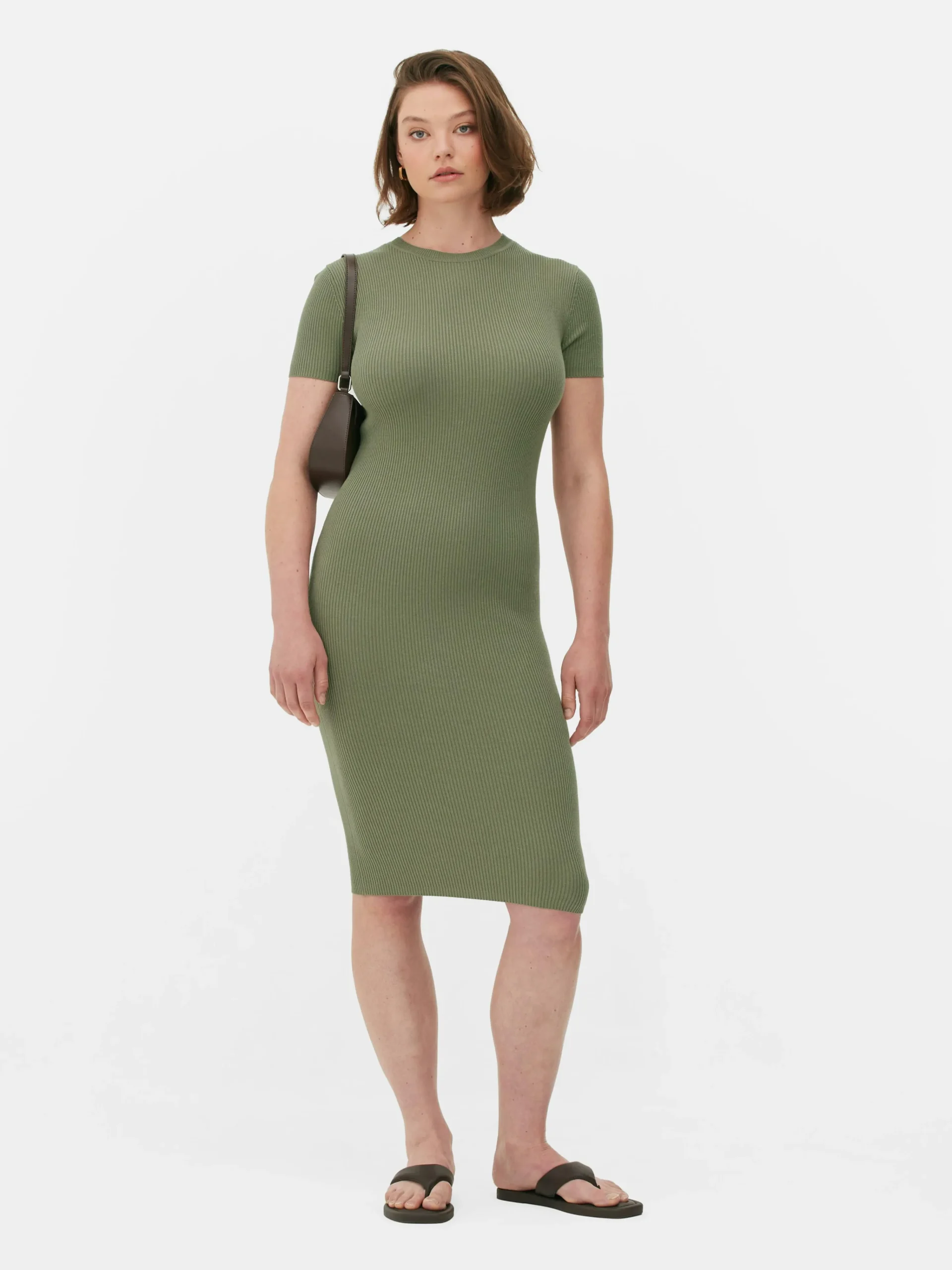 Sale Kurzärmeliges Midi-Pulloverkleid Damen Kleider