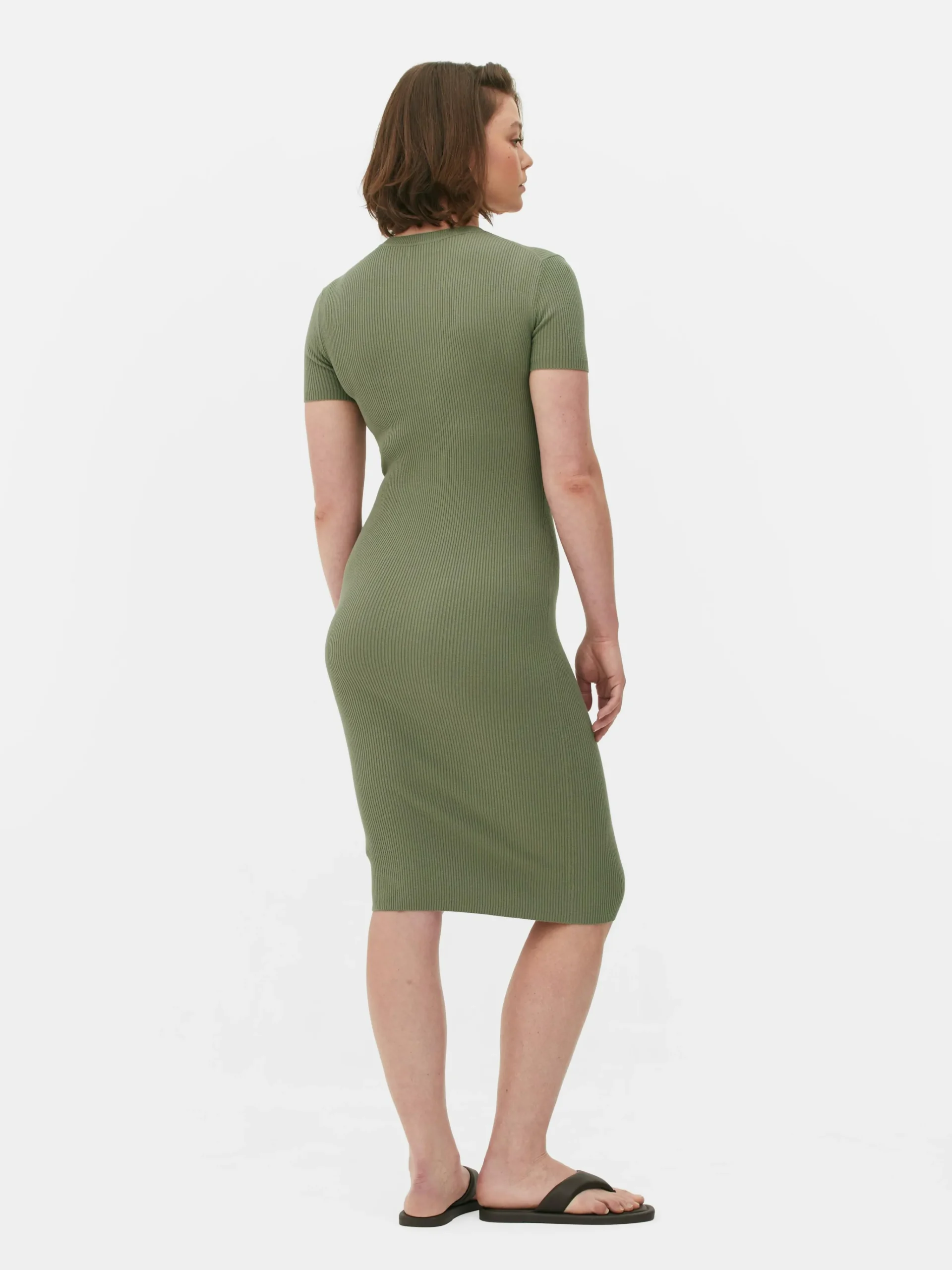 Sale Kurzärmeliges Midi-Pulloverkleid Damen Kleider