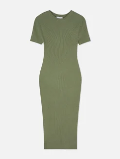 Sale Kurzärmeliges Midi-Pulloverkleid Damen Kleider